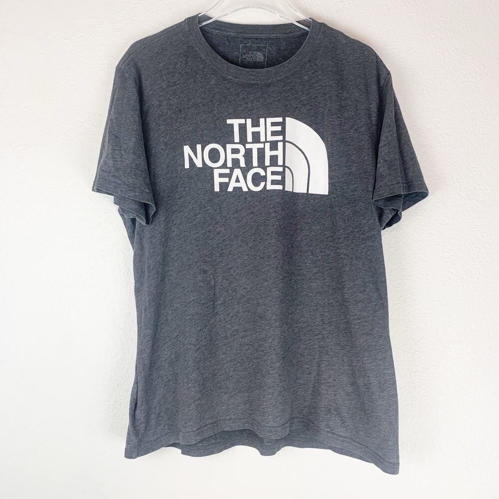The North Face Shirt Mens Large Gray Spell Out Graphic Tee Short Sleeves Crew L